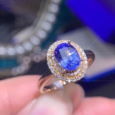 Cao Shi Retro Elegant Women's Ring - Blue Zircon Rose Gold Plated