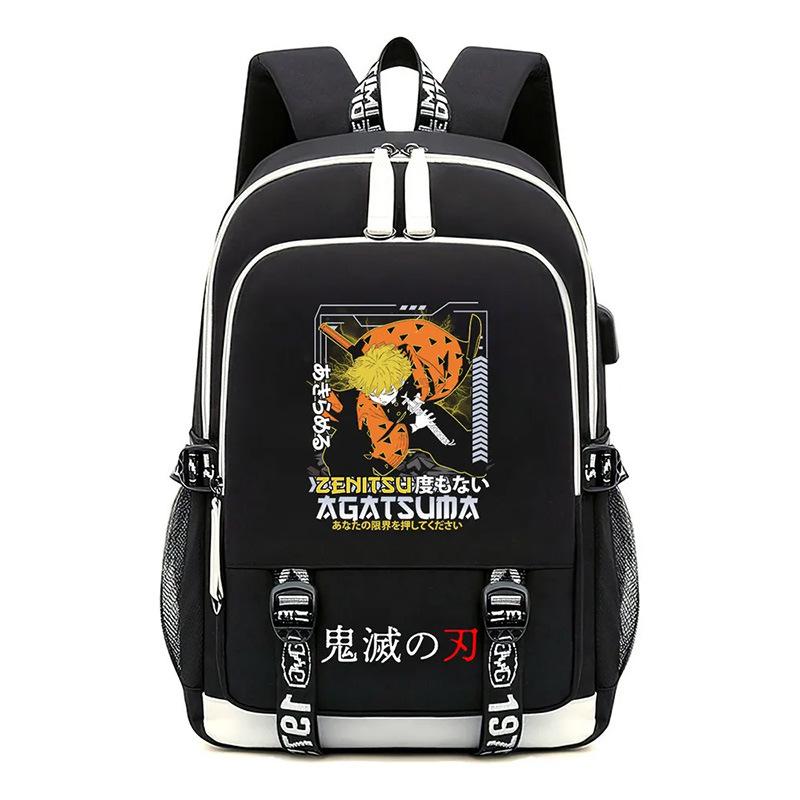 Animation Schoolbag Demon Slayer Cross-border Trend USB Large-capacity Student Spine Backpack