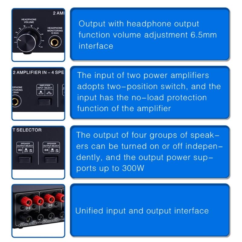 2 In 4 Out Passive Amplifiers Speaker Selector her Sound hing Distributor Comparator without Loss