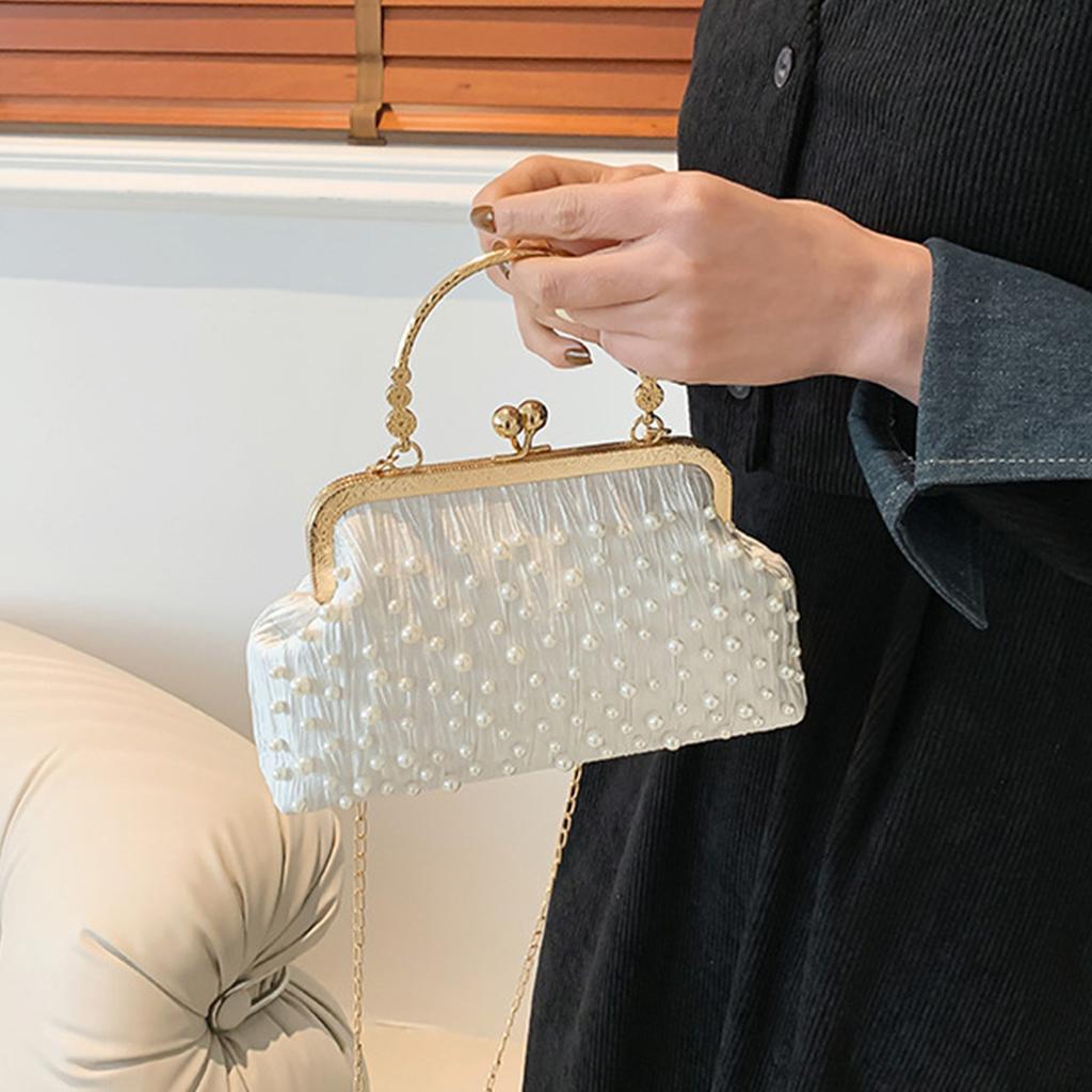 Faux Pearl Shoulder Bag Exquisite Decorative Stylish Handbag Portable Lightweight Women Fashionable Shoulder Handbag