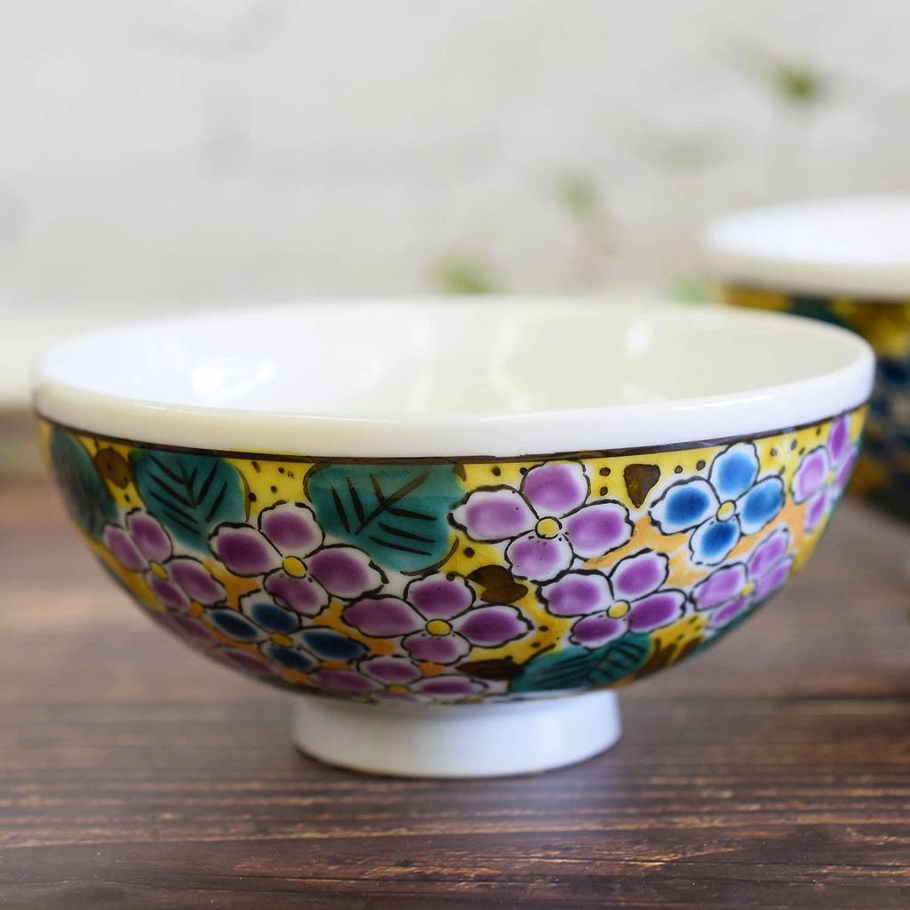 Schüssel Stilvolles Geschirr Kutani Ware Paar Reisschüssel Yoshidaya Hortensie Keramikschüssel Marke Japanisches Geschirr Paar