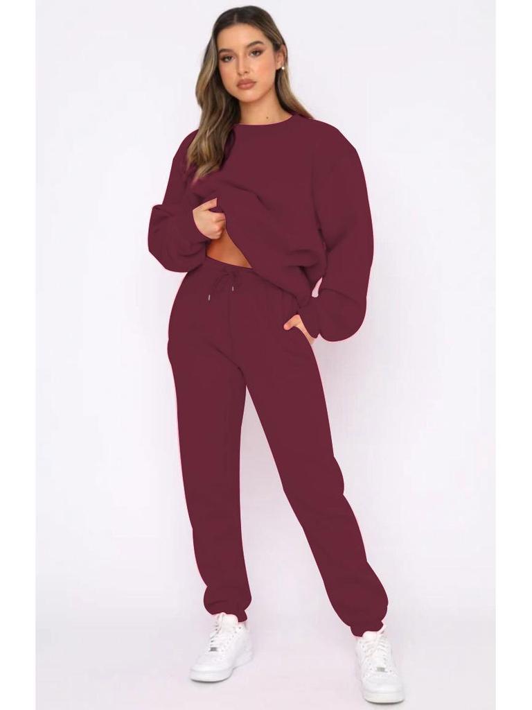 European Winter Women's Printed Hoodie & Pants Set