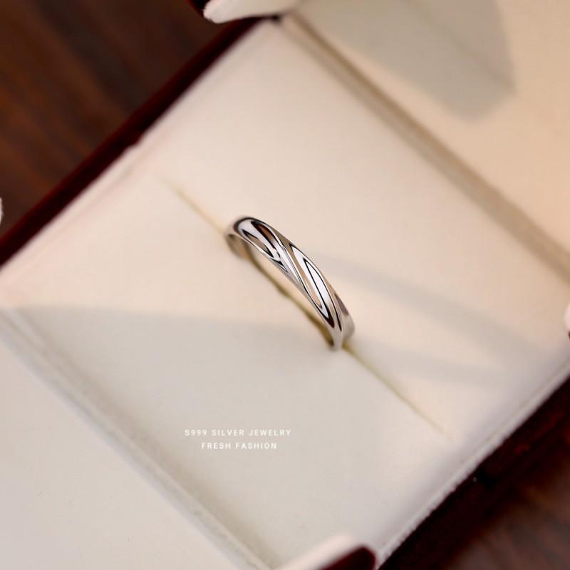 Minimalist Luxury Couple Ring Set With Micro Paved Zirconia Adjustable Open Band Women Men