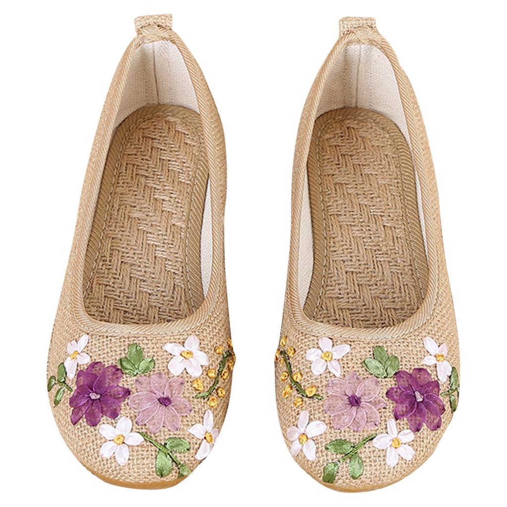 Cloth Shoes Women'S Single Shoes Ribbon Linen Breathable Embroidery Women'S Single Shoes Flat Heels Womens Flat Shoes Size 11