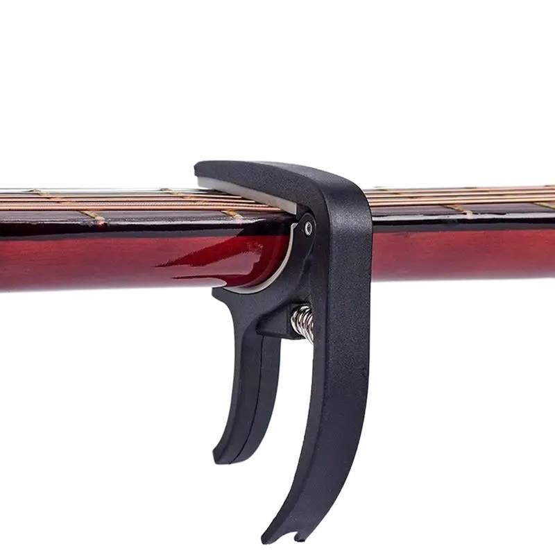 Professional Plastic Guitar Capo for 6-String Acoustic Electric Guitars, Portable Black Clamp Accessory