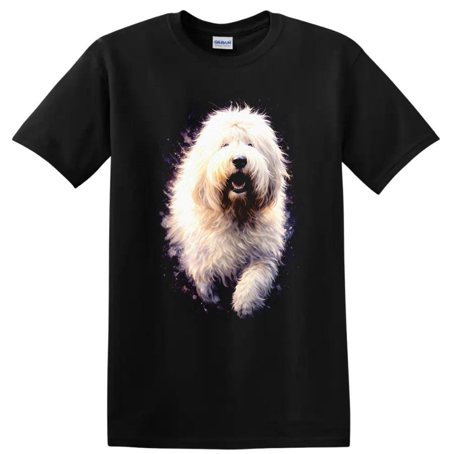Dog Lover T Shirt Fluffy White Dog Running Graphic Cute Animal Tee