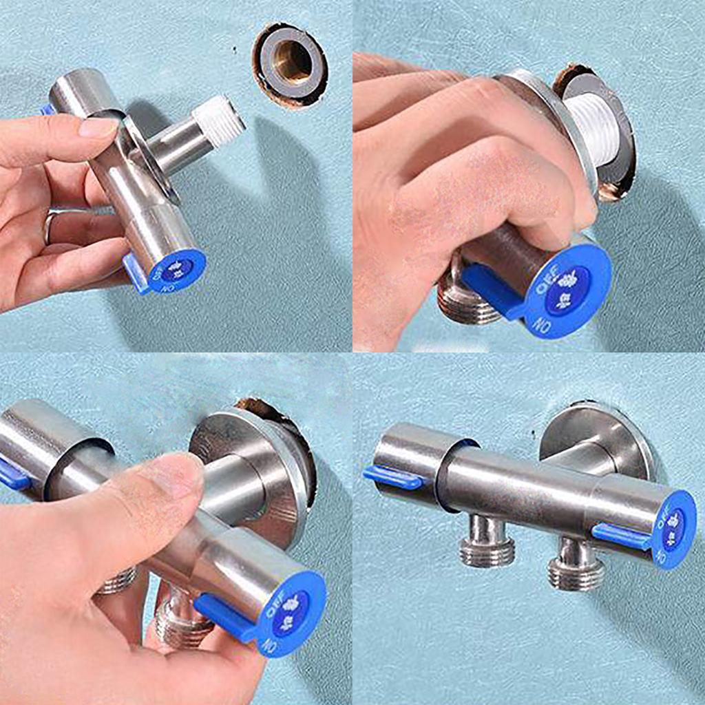 Dual Switch Outlet Faucet Toilet Bidet Shower Faucet Bathroom Fittings 1/2 Copper Dual Outlet and Shutoff Valve