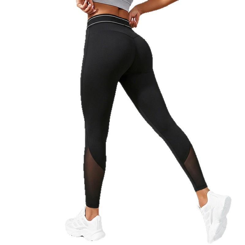 New hot-selling fitness mesh splicing sports leggings high waist hip-lifting yoga pants yoga clothes leggings