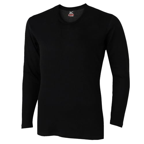 

Mizuno Premier Hot Inner Breath Thermo Thick for Active Crew Neck Long Sleeve Shirt, Heat-Generating Material, Men s Black, Size L, C2JAC641