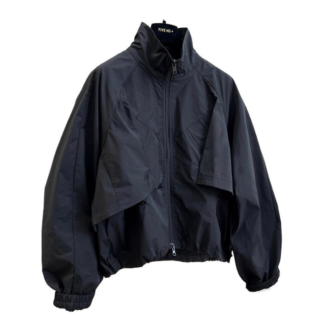 Women's Petite Solid Color Trench Coat - 2025 Spring/Autumn Korean Style, Stand Collar, Loose Fit