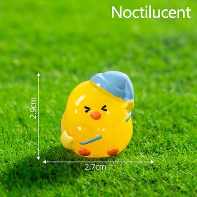 Cartoon Cute Noctilucent Yellow Chicken Ornaments Creative Resin Crafts Creative Cartoon Animal Model Decoration Accessories