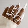 Gold Smooth Geometric Open Rings Set For Women Exaggerated Metal Irregular Thick Chunky Ring Trendy Jewelry Gifts