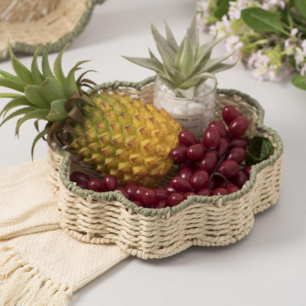 Handcrafted Paper Rope Storage Basket Large And Small Sizes Available Woven Texture Design For Kitchen Fruit Snacks Organization