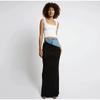 Modern Deconstruction High-waisted Denim Skirt Women's Two-piece Illusion Black Ruffled Splicing Design Sensibility Long Skirt
