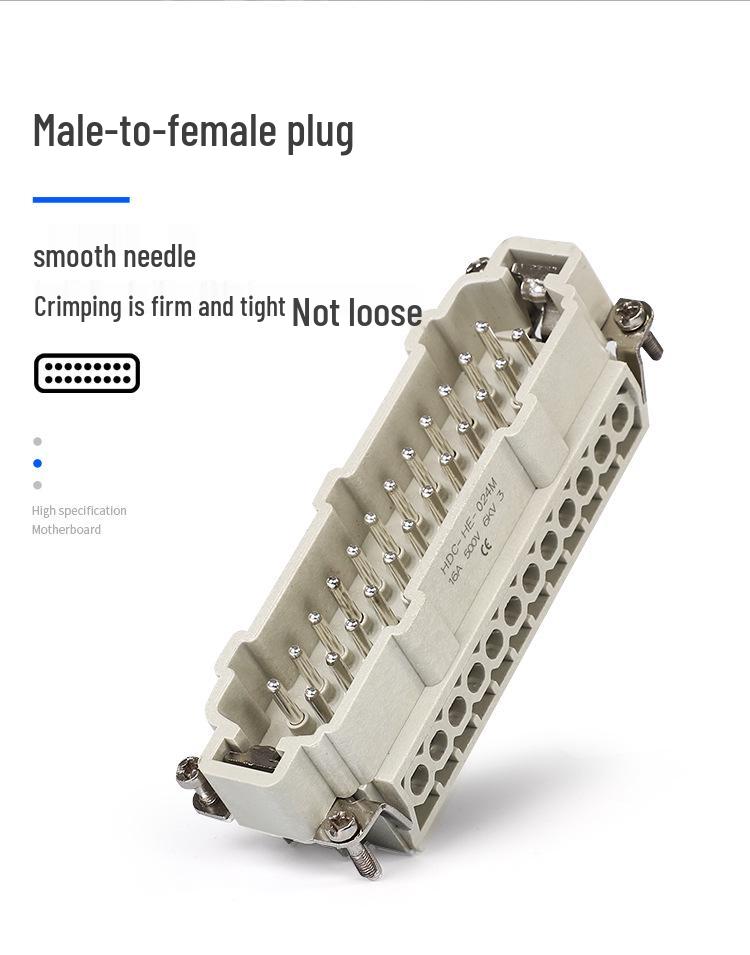 Heavy-Duty Rectangular Aviation Connector Plug & Socket: 6, 10, 16, 24, 32 Pin Options