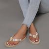 Women's Fashion Trend Anti-slip Wear-resistant Ethnic Wind Flaxgrass Flat Heel Flip-flops