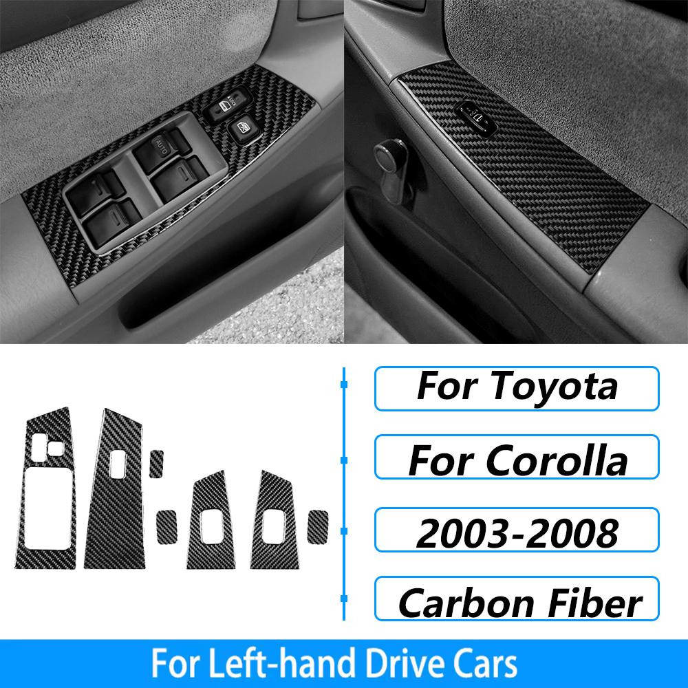 For Toyota Corolla 2003-2008 Carbon Fiber Central Control Gear Shift Air Vent AC CD Window Lift Trim Set Car Accessories Sticker