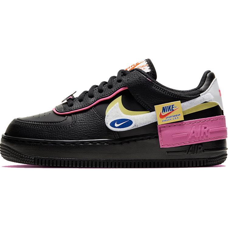 New Nike Air Force 1 Low Shadow Removable Patches Black Pink Women's CU4743-001