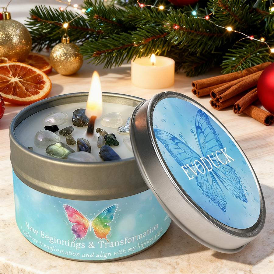 Scented Candles-3oz,Lavender&Chamomile Aroma with Healing Crystals, Great for Holiday Gifting Christmas/Halloween & Home Decor