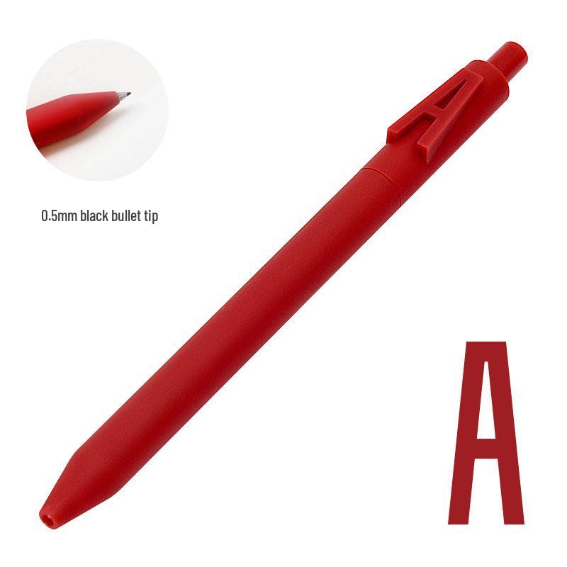 Shuyuan Black Gel Pen - Push-Button, Student Use, Minimalist Design, Candy-Colored Silicone Barrel.