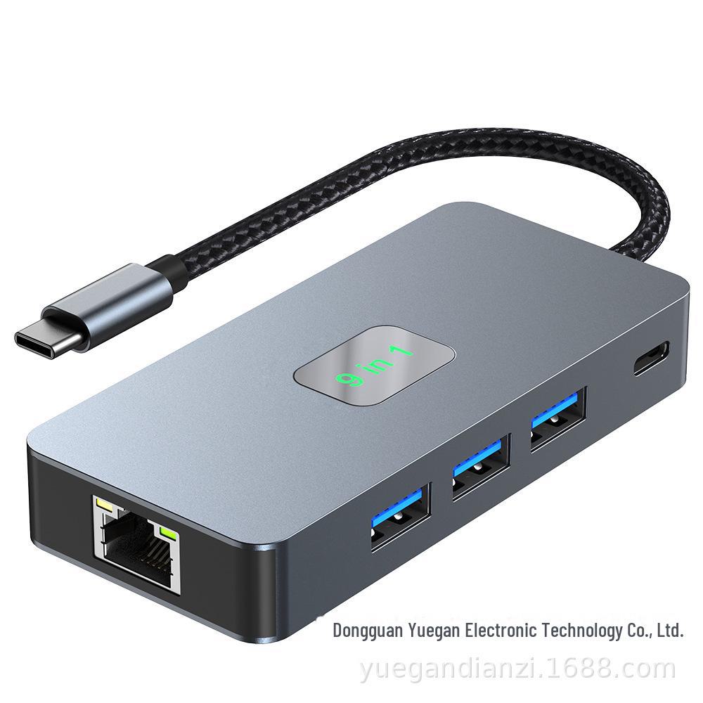 Hub USB tip C 4K60Hz: Dock și convertor pentru laptop Gigabit 9-în-1