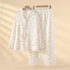 New cotton gauze cute teddy confinement suit spring and autumn summer thin pregnant women postpartum breastfeeding pajamas cover