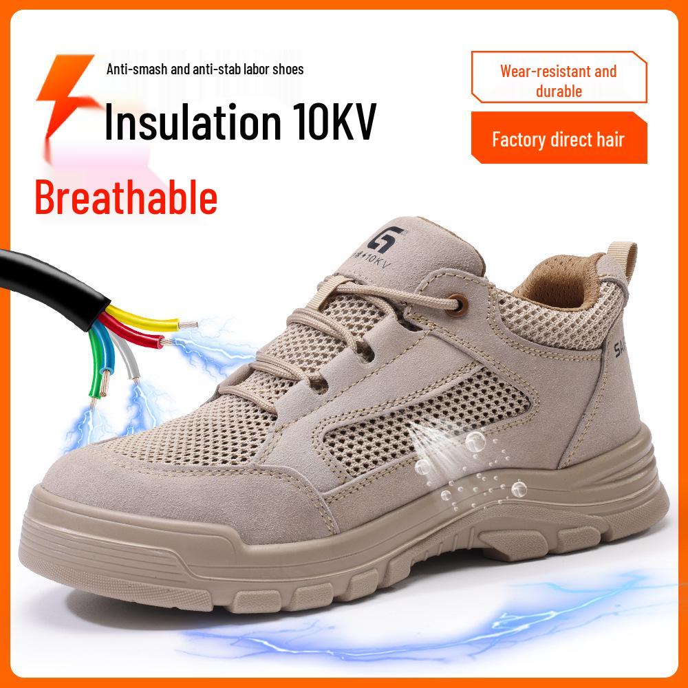 Men's Summer Safety Shoes: Breathable, Anti-Smash, Puncture-Resistant, Steel Toe, 10KV Insulated Electrician Work Shoes