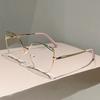 Oversized Cat Eye Glasses Women New Vintage Metal Rim Blue Light Blocking Eyeglasses Trendy Fashion Design Optical Frames