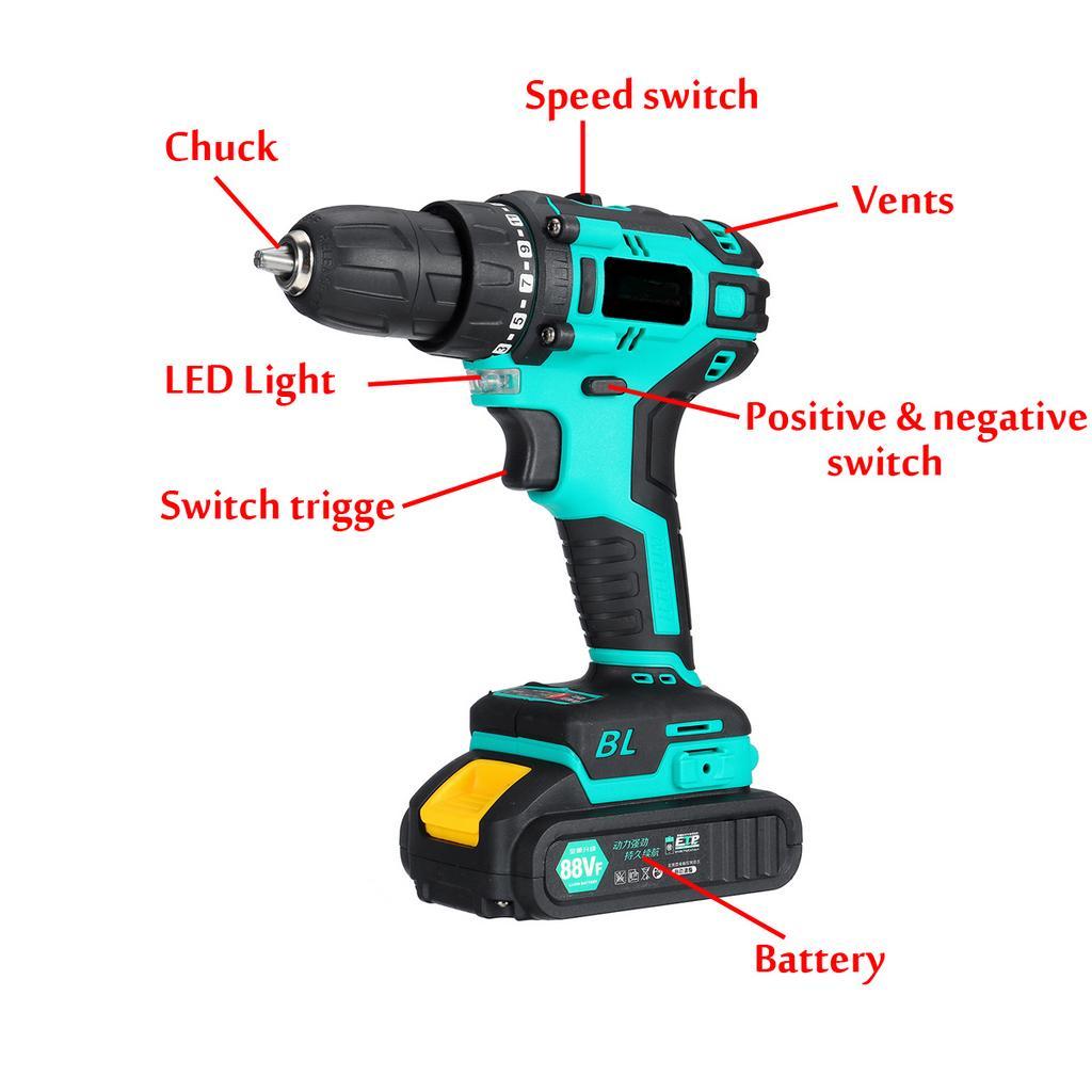 Brushless Electric Drill Cordless Hand Drill Mini Electric Screwdriver Rechargable Lithium Battery Drill with Chuck Tools 27pcs