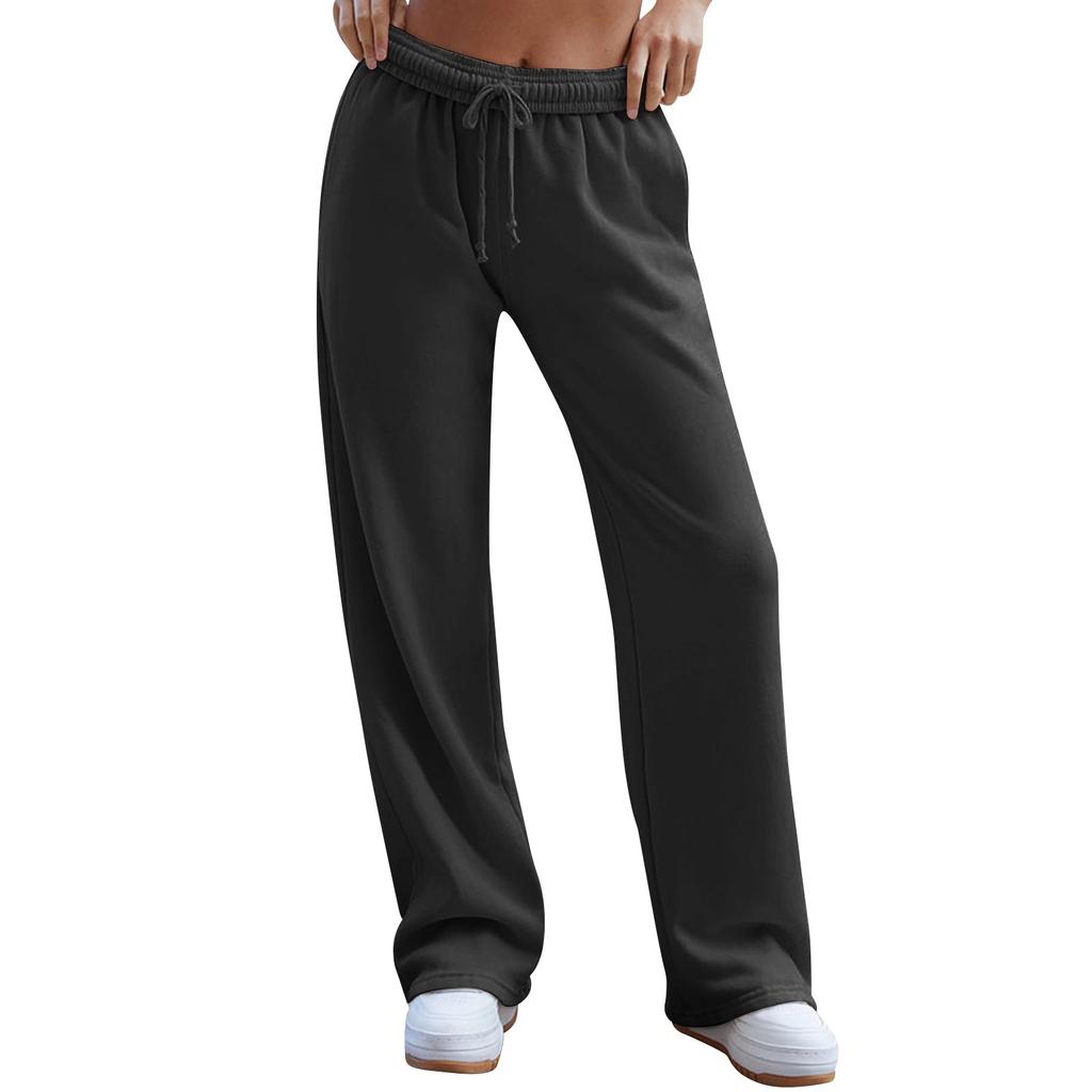 Pantalon de survêtement à jambes larges pour femmes, pantalon de survêtement ample à cordon de serrage à la mode
