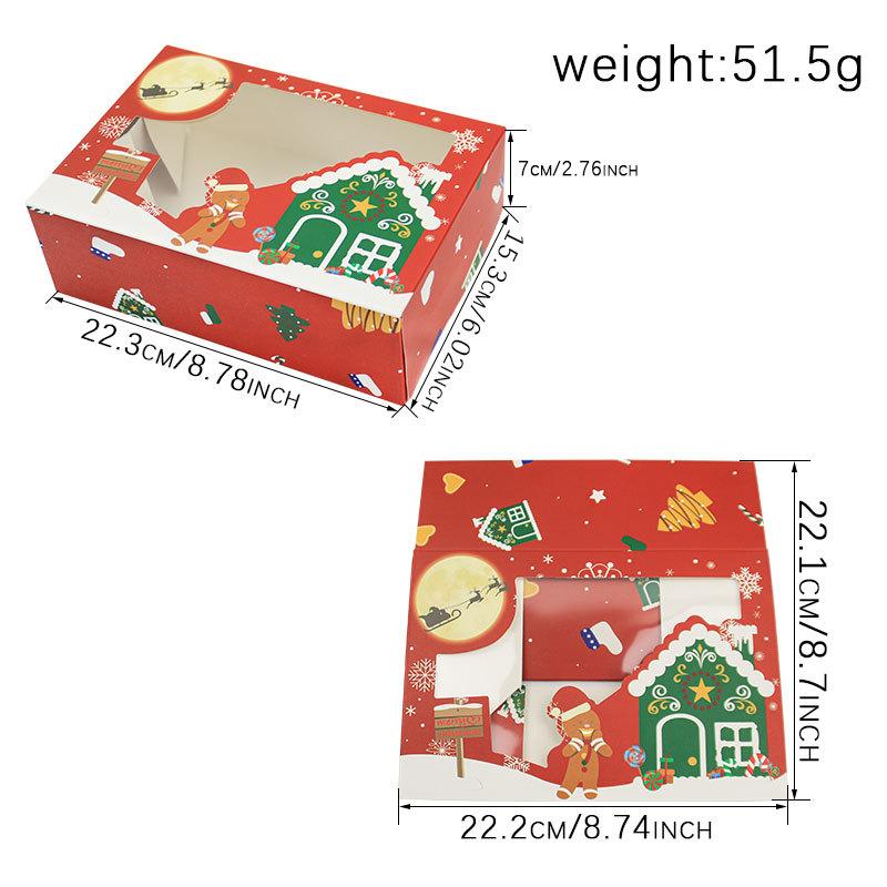 Christmas White Card Window Opening Cookie Box, Christmas Window Opening Pvc Integrated Discount-Free Gift Packaging Carton