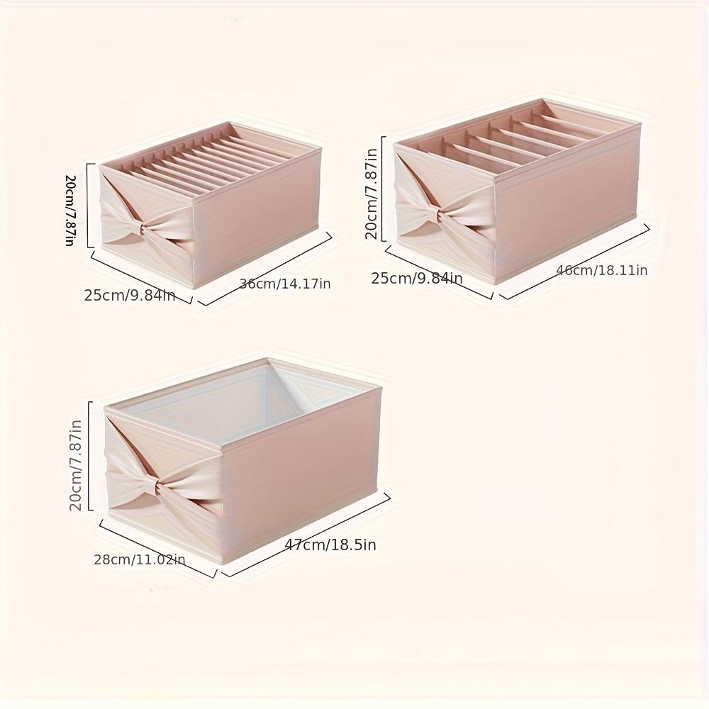 High qualityMinimalist Light Pink or Blue Storage Organizer Box with Elegant Bow - Multi-Grid Closet, Dresser, Dorm Organizer - Open Compartments for