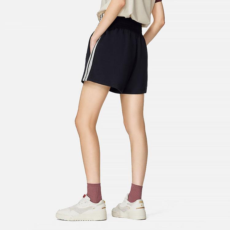 Li Ning Sports Trend Series Color Block Striped Logo Embroidered Straight Leg Sports Shorts Women Shorts Black AKSS772-1