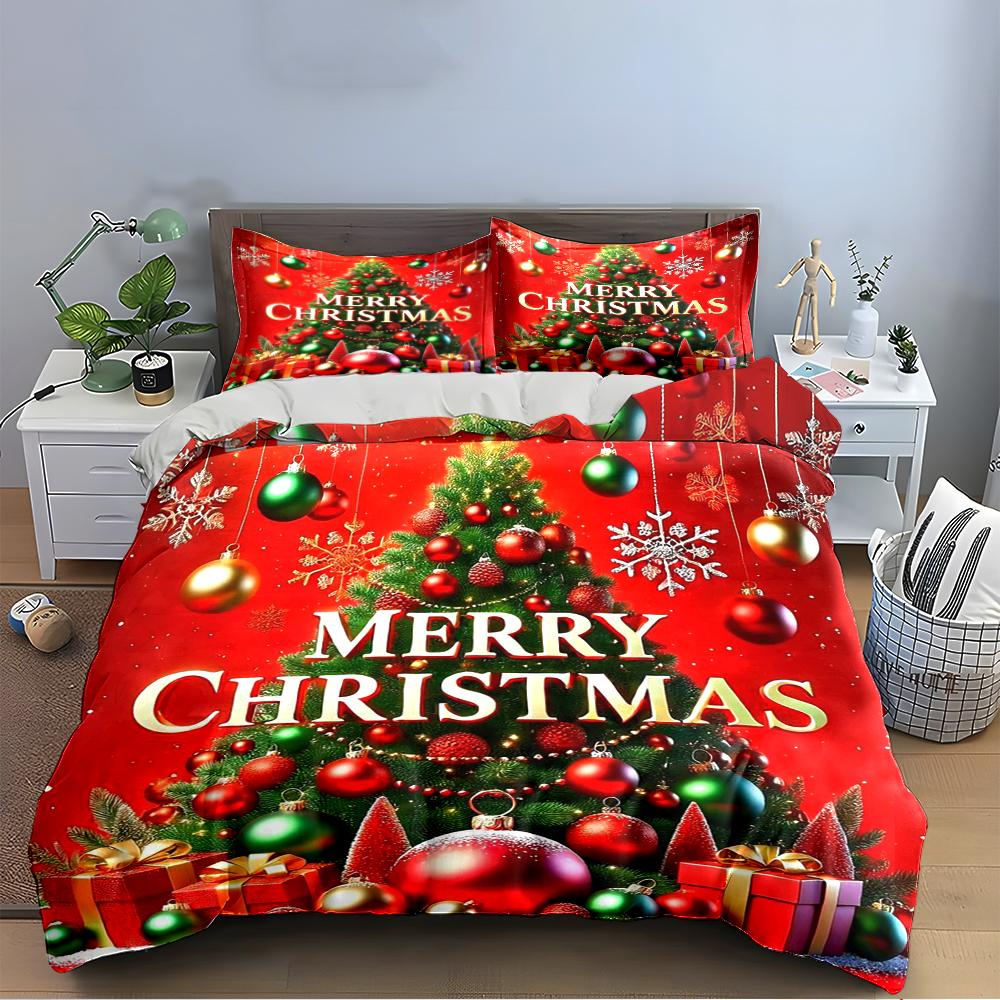 Merry Christmas Winter Scene Bedding set (1 duvet cover, 2 pillowcases, duvet not included)