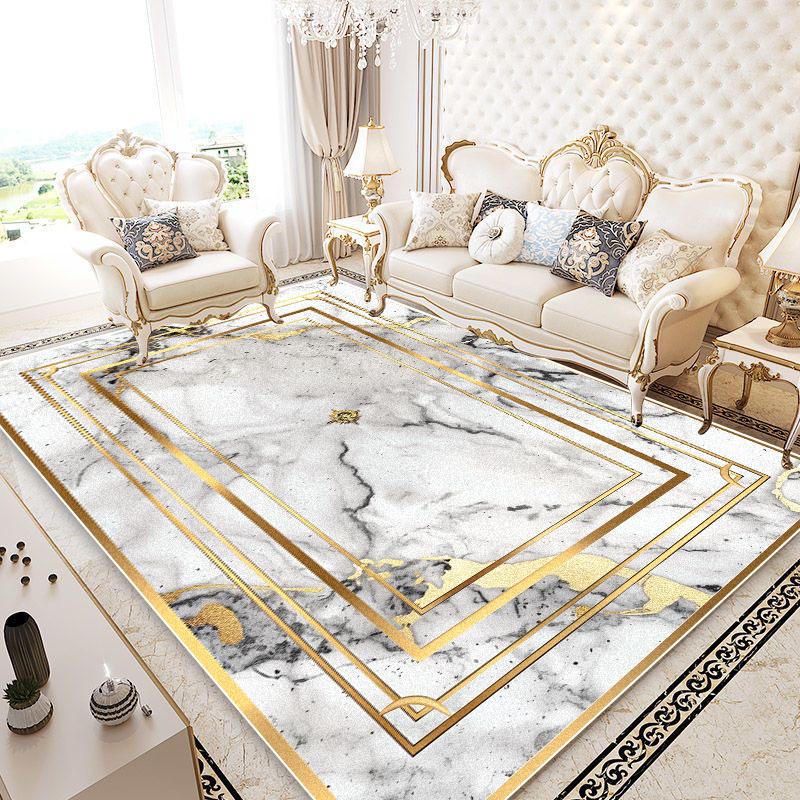 Golden Marble Rugs for Living Room Light Luxury Decoration Sofa Area Large Area Carpet European Home Bedroom Non-slip Floor Mats