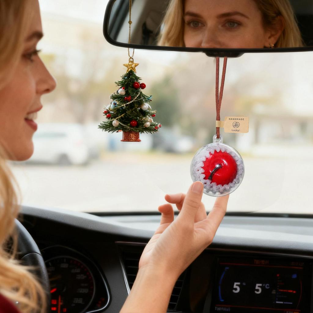 Car Christmas Ornament Cute Fruit Charm Pendant Portable Creative Car Charm for Automotive Interior Decor, Xmas Car Accessory
