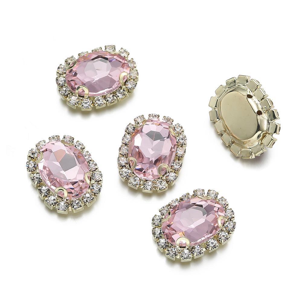 10pcs/lot 18*14MM 4-hole Sewing Rhinestone Flatback Oval Buttons for Clothing Wedding Sewing Diy Jewelry Making Accessories