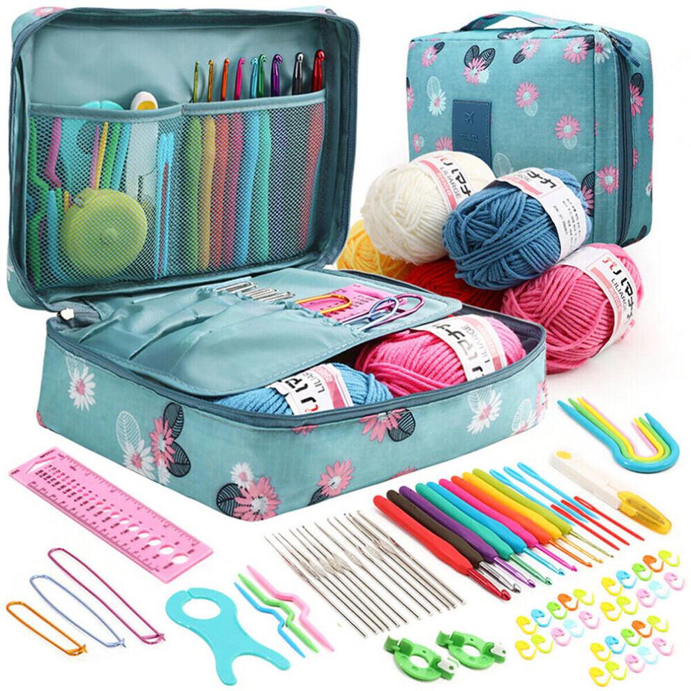 Portable Travel Crochet Storage & Complete Kit for Beginners, Includes 79 Tools, Soft Grip Ergonomic Hooks, Ideal for Crafting Lovers (9 Color