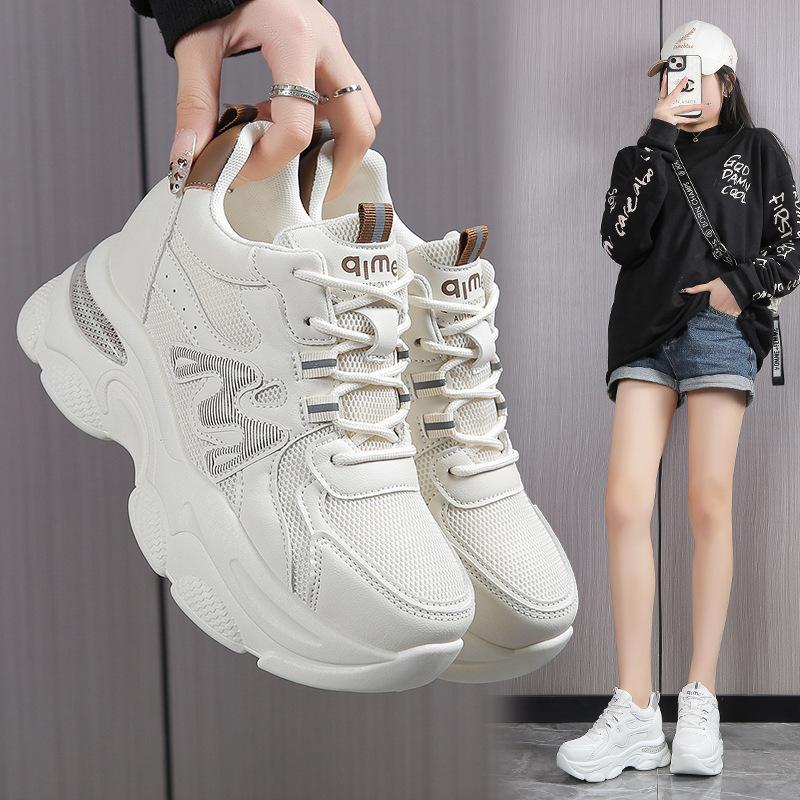 Factory Heightening Dad Shoes Women's Small 2025 Spring Lightweight Thick-soled Soft-soled Mesh Breathable Sneakers