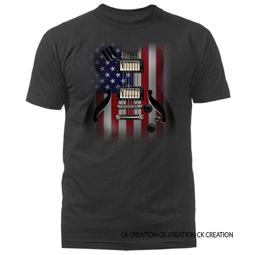 26 Guitar Flag Music US Flag American Pride Patriot Patriotic Graphic T-shirt Unisex T-Shirt XL