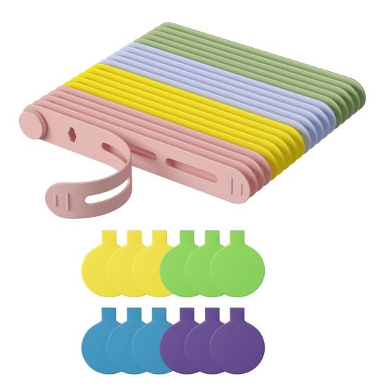 20Pcs Data Cable Ties Waterproof Elastic Clear Marking Cable Ties Lightweight Cord Organizers with Logo Patches Wire Processors
