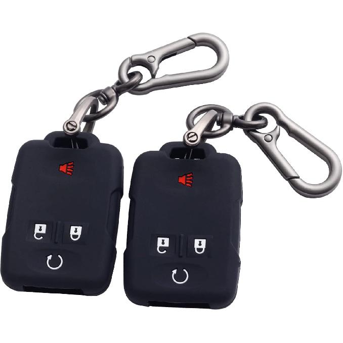 JKCOVER 2PCS Silicone Key Fob Case Cover Compatible with 2014-2018 Chevy Silverado/GMC Sierra and 2015-2019