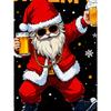 European Sizes Casual Round Neck Short Sleeve Outdoor Top Featuring a 3D Print of a Cool Santa Enjoying Beer