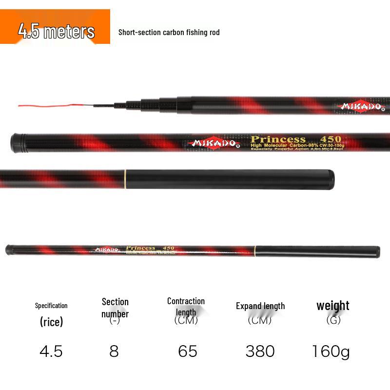 Portable Carbon Fiber Fishing Rod with Landing Net for All Waters