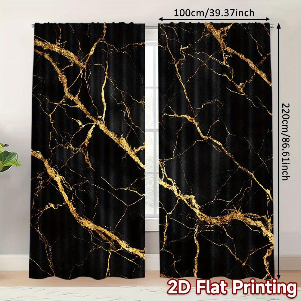 Modern Black Gold Curtains Metallic Design Living Room Bedroom Office Style Light Filtering Made Of Polyester Area Decor