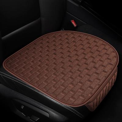 1PC Non-slip Car Seat Cushion, Rhombus Linen Backless Four-season Car Front Seat Cushion