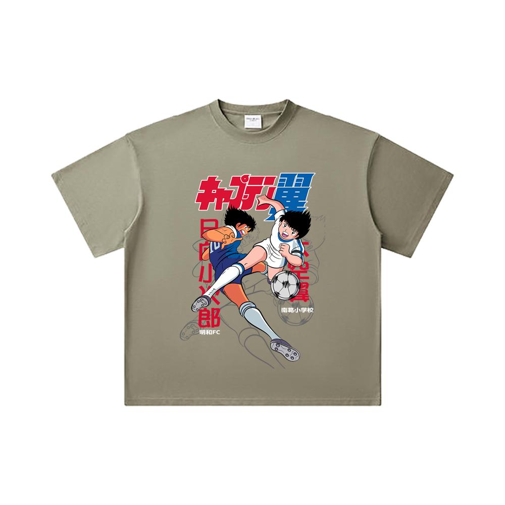 260 GSM Double Yarn 32 Count 100% Cotton Captain Tsubasa V2 Print Unisex Heavy Cotton T Shirt