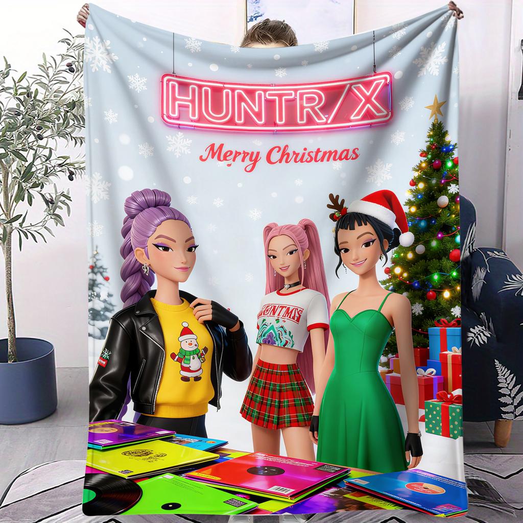 K Pop Demon Hunters Flannel Blanket Cover Warmth Soft Multifunctional Decorative Blanket Universal Blankets Christmas Gifts