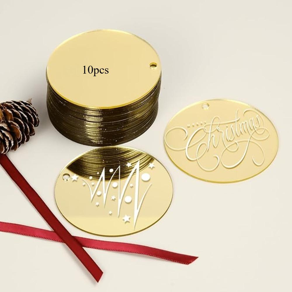 

Golden Acrylic Ornament Blanks with Holes - Elegant Round Craft Ornaments for DIY ChristmasNew Year & Eid Decorations