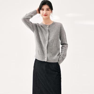 Women's 100% Lambswool Round Neck Cardigan